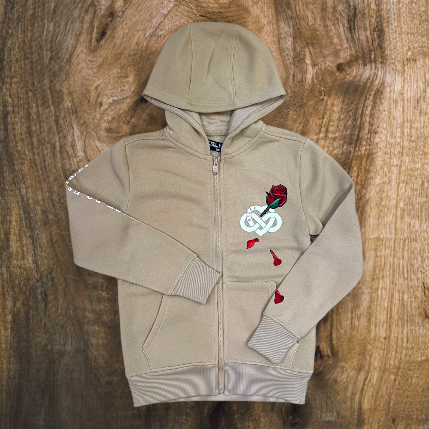 842-B353 - Boy's Infinite Amour Full Zip-Up Hoodie (Khaki)