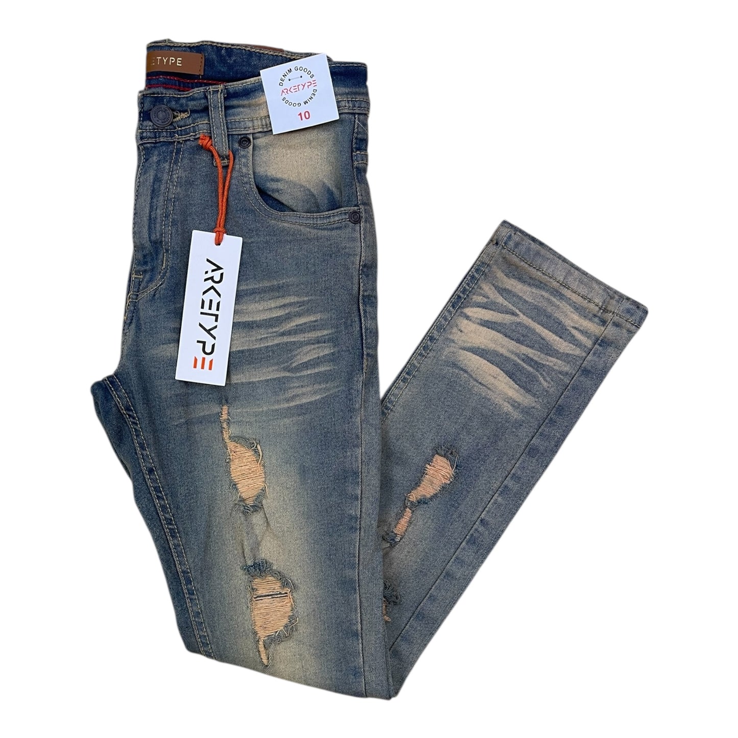 PC03K - Boy's/Kids Core Ripped Slim-Fit Stretch Jeans