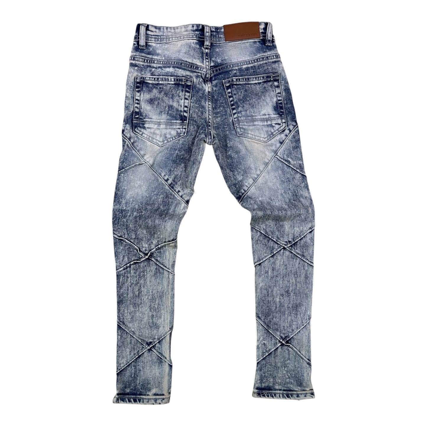 P507K - Boy's/Kids Pleated Edge Ripped Slim-Fit Stretch Jeans