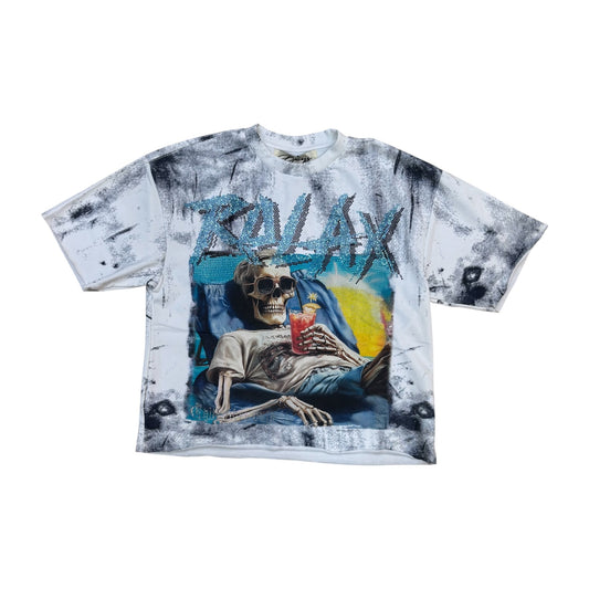 WH-T1459 - Relax with Rhinestones Cropped Top T-Shirt