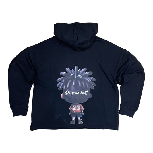 SW5229 - Dreamer Rhinestone Graphic Cropped Top Hoodie