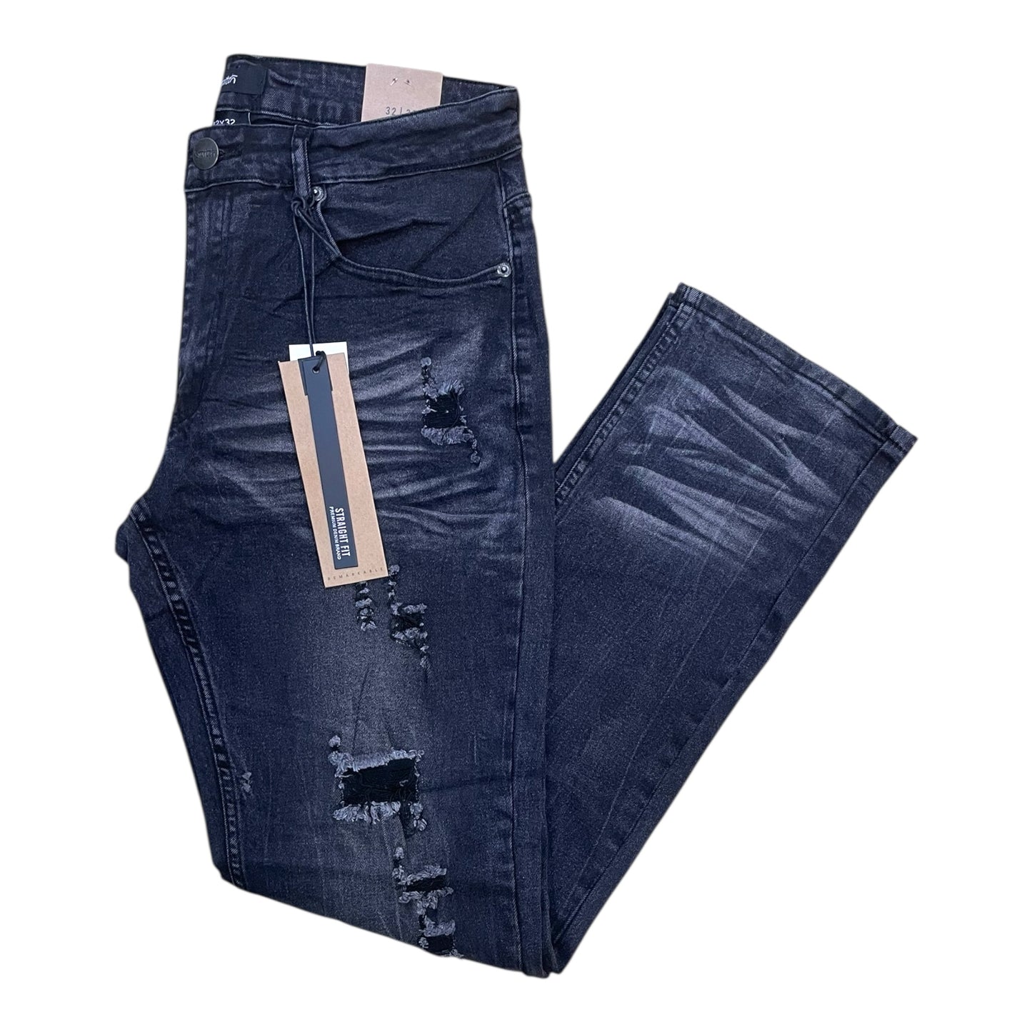 SF4640 - Basic Rip & Repair Denim Straight-Fit Stretch Jeans