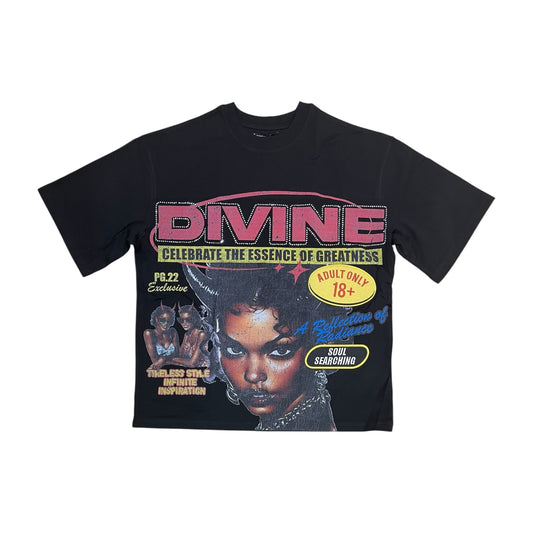 WH-RK1482013 - Living Divine with Rhinestones Boxy Graphic T-Shirt