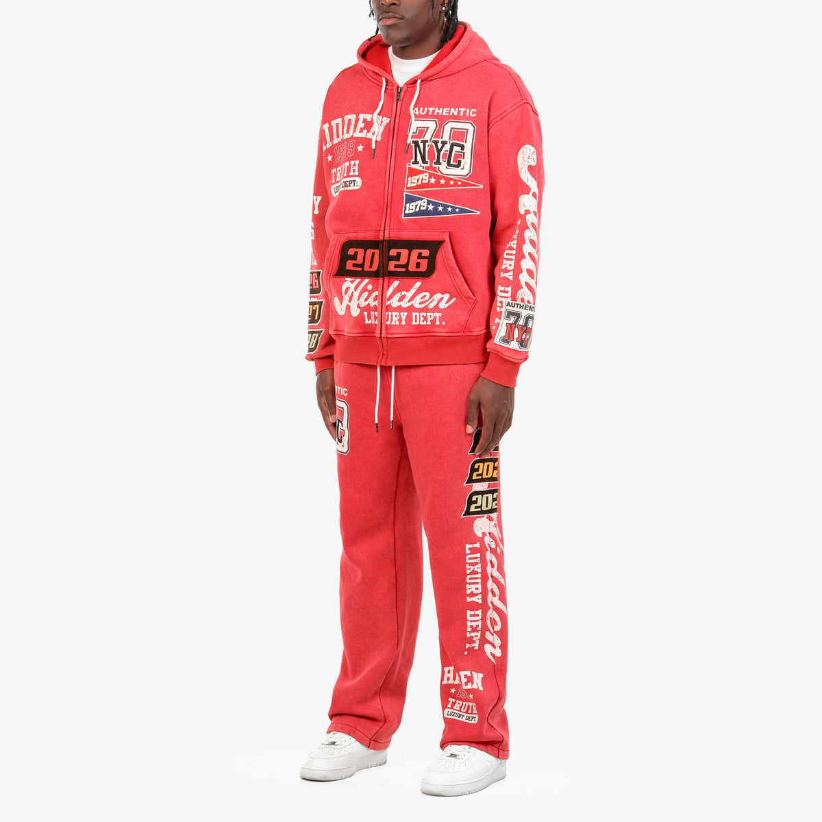 WH-631019 - Hidden Truth Pull Zip Fleece Set w/Straight Pants