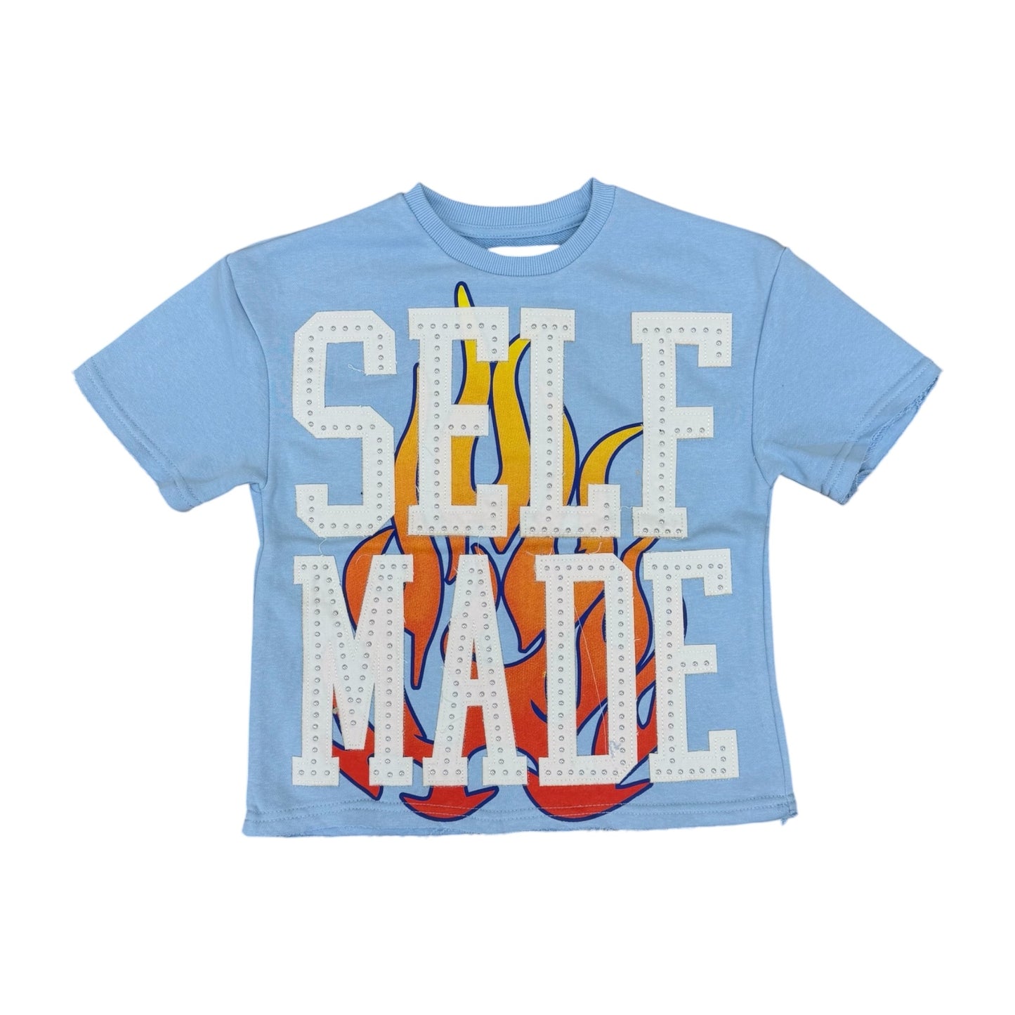 WH-FD2640K - Boy's/Kid's Self Made with Rhinestone French Terry Cropped Top