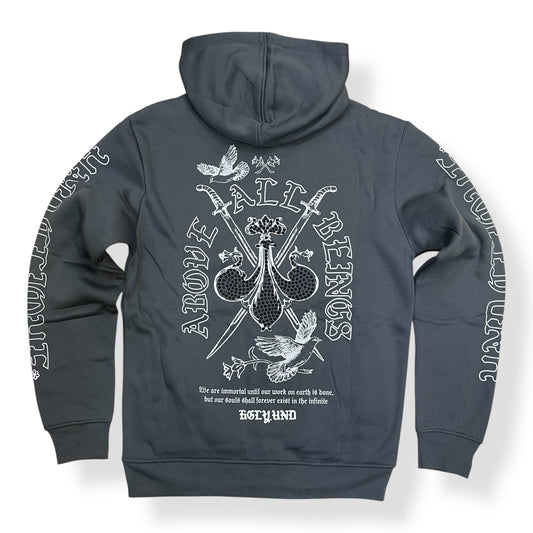 UF5604 - Above All Graphic Zip Down Rhinestone Hoodie