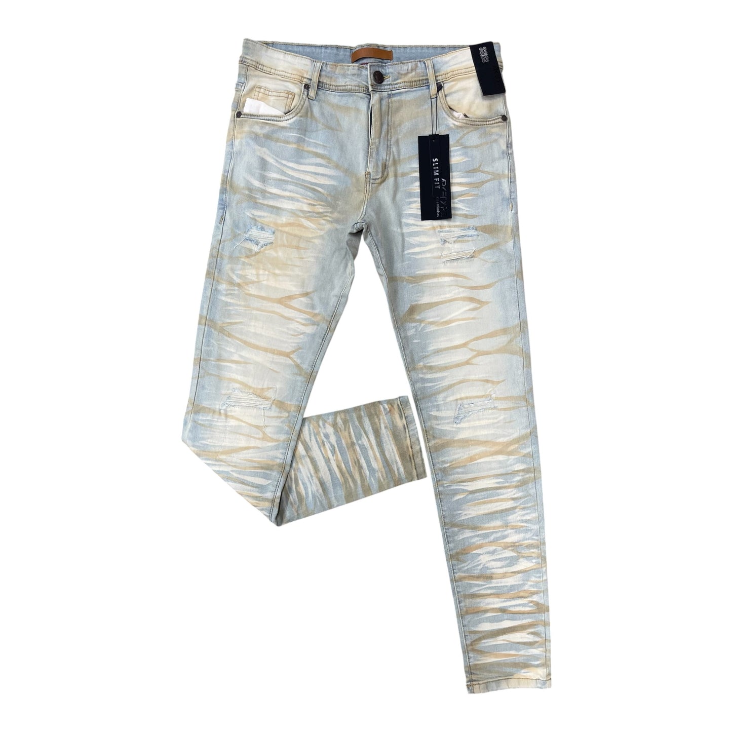 WH-P622 - Crinkle Ripped Slim-Fit Stretch Jeans