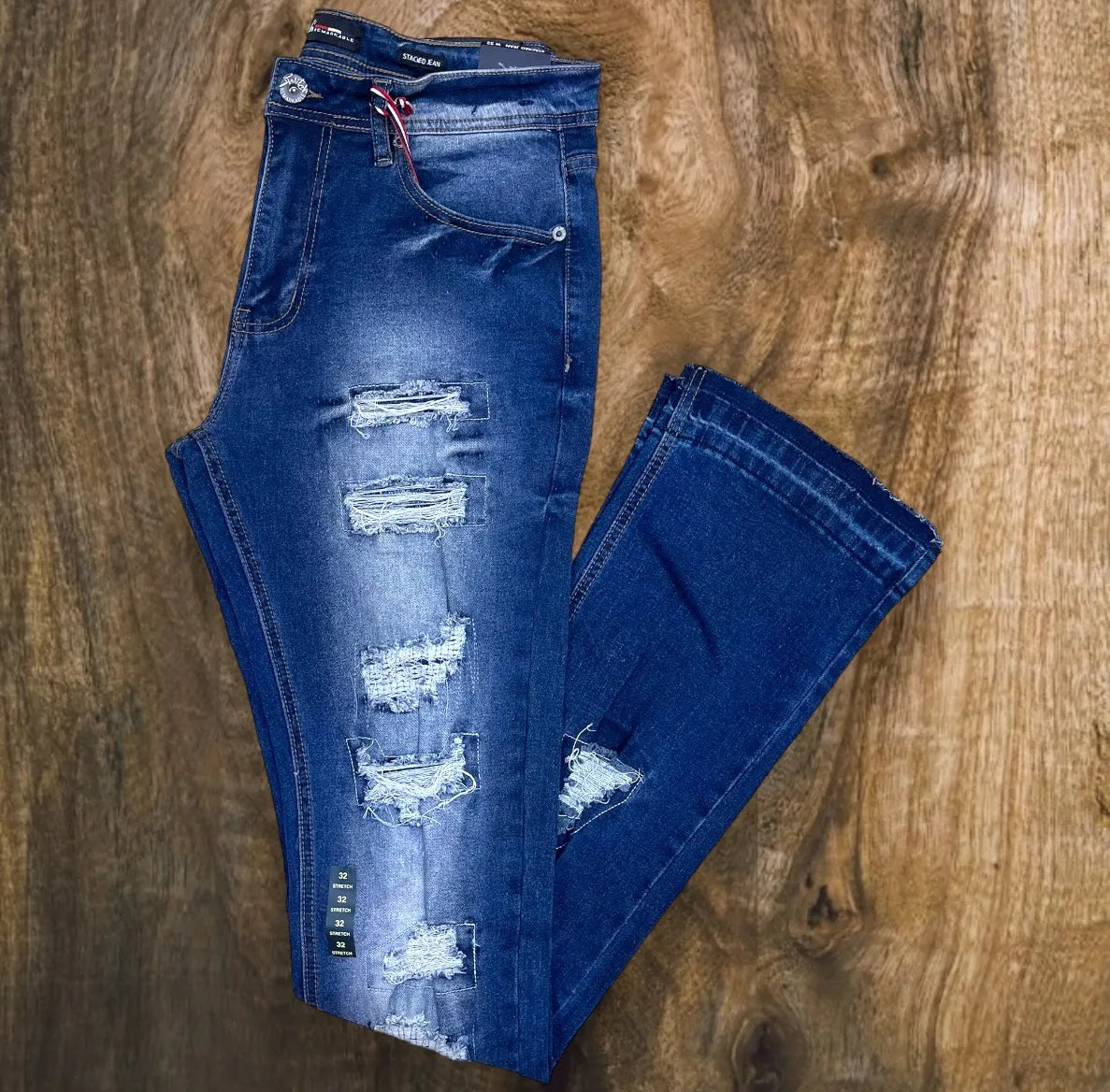 SF3690 - Damaged Stacked Denim Jeans