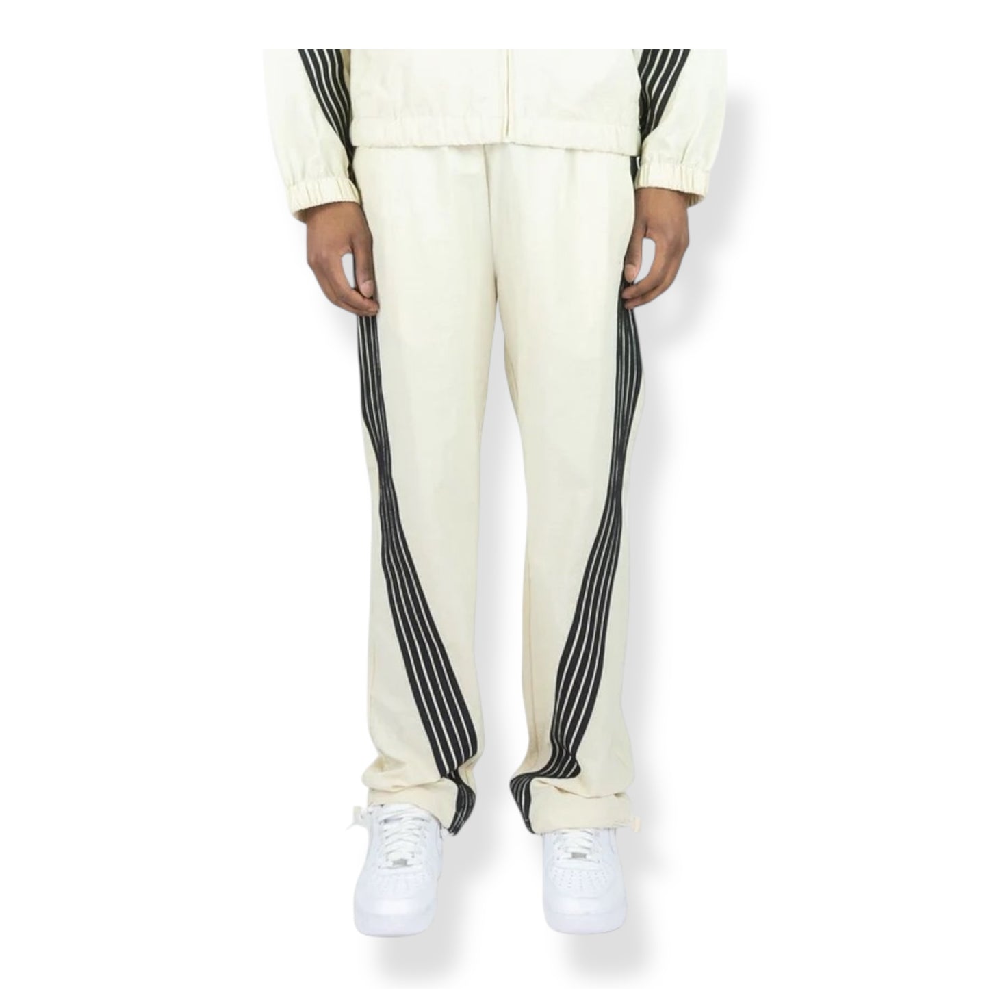 100-490- Bent Stripes Nylon Straight-Fit Pants