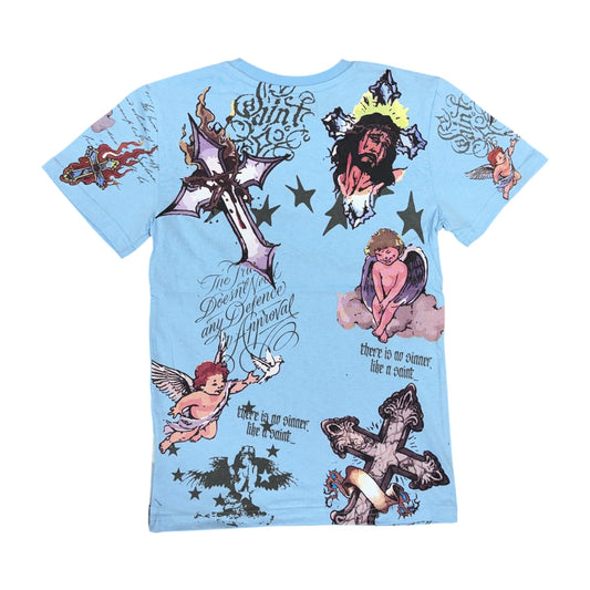 WH-FB1600K - Boy's/Kid's Saint Digital Print with Rhinestone Graphic T-Shirt