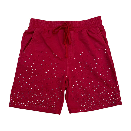 610-11966 - Washed Rhinestone Galaxy French Terry Fleece Shorts