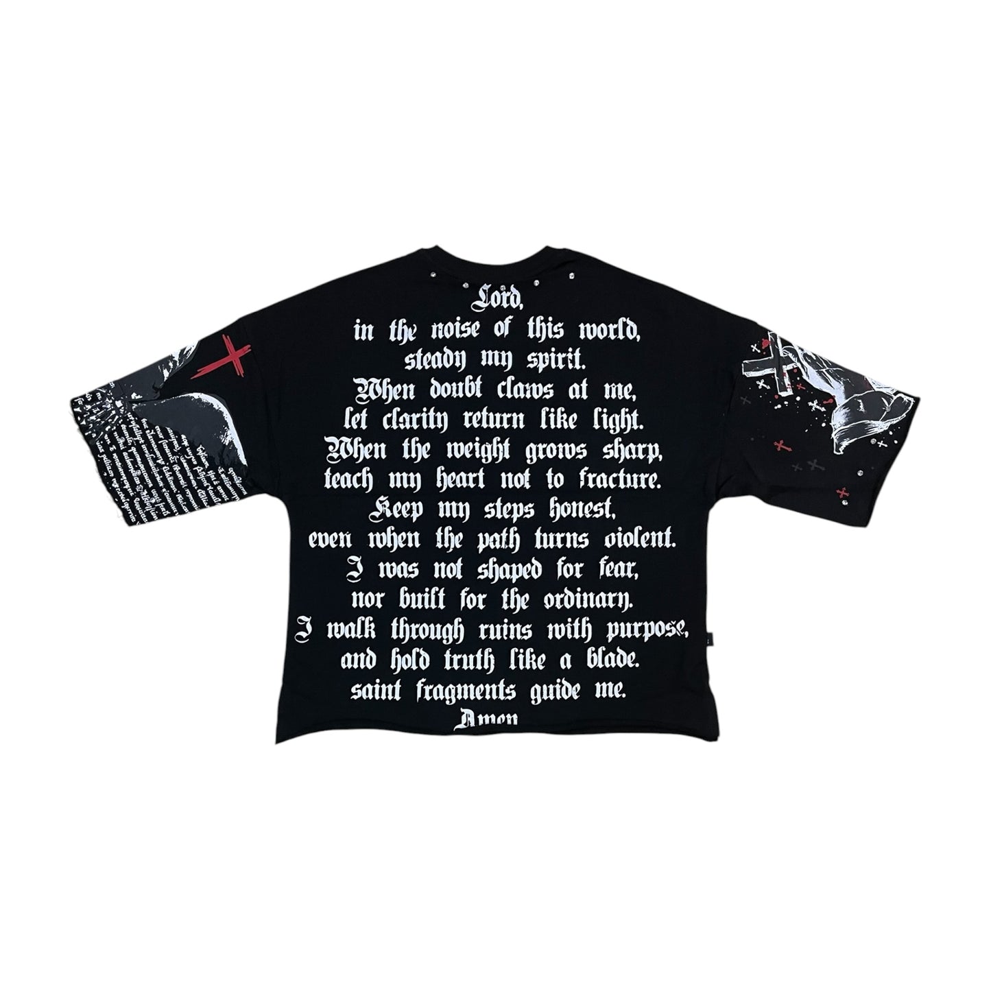 WH-SW6165 - Memento Mori with Studs Cropped Top Graphic T-Shirt