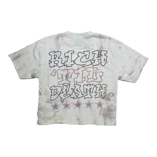 T1434 - Wanted with Rhinestones Cropped Top T-Shirt