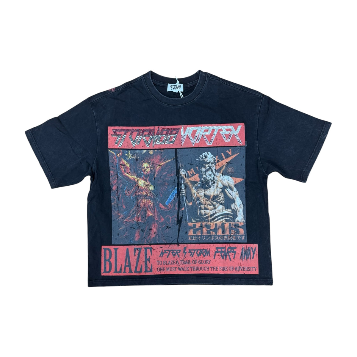 WH-ST8-018 - Vortex Heavy Garment Wash & Print Work Boxy Graphic Tee