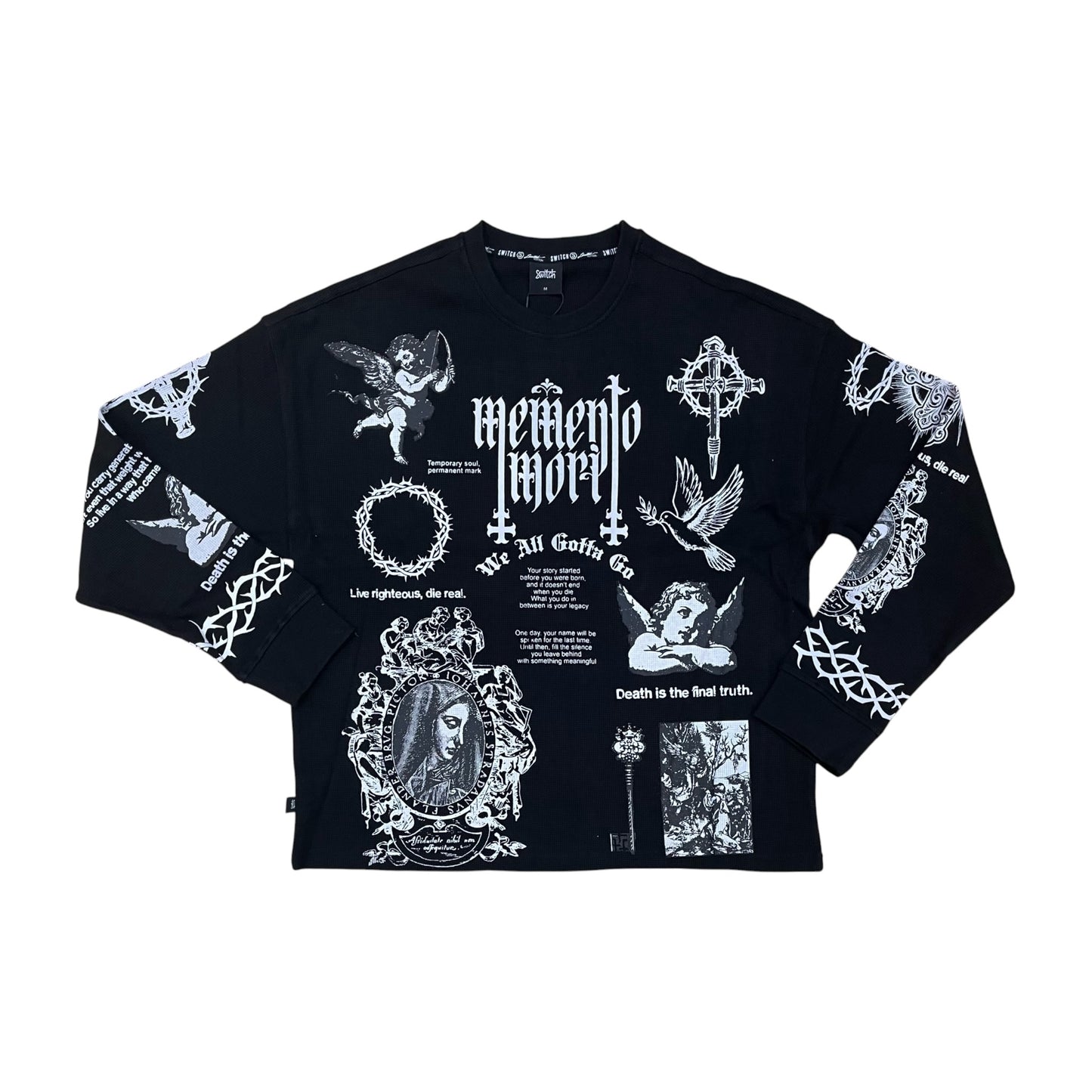 WH-SW6055 - Memento Mori Graphic Crew Neck Long Sleeve T-Shirt