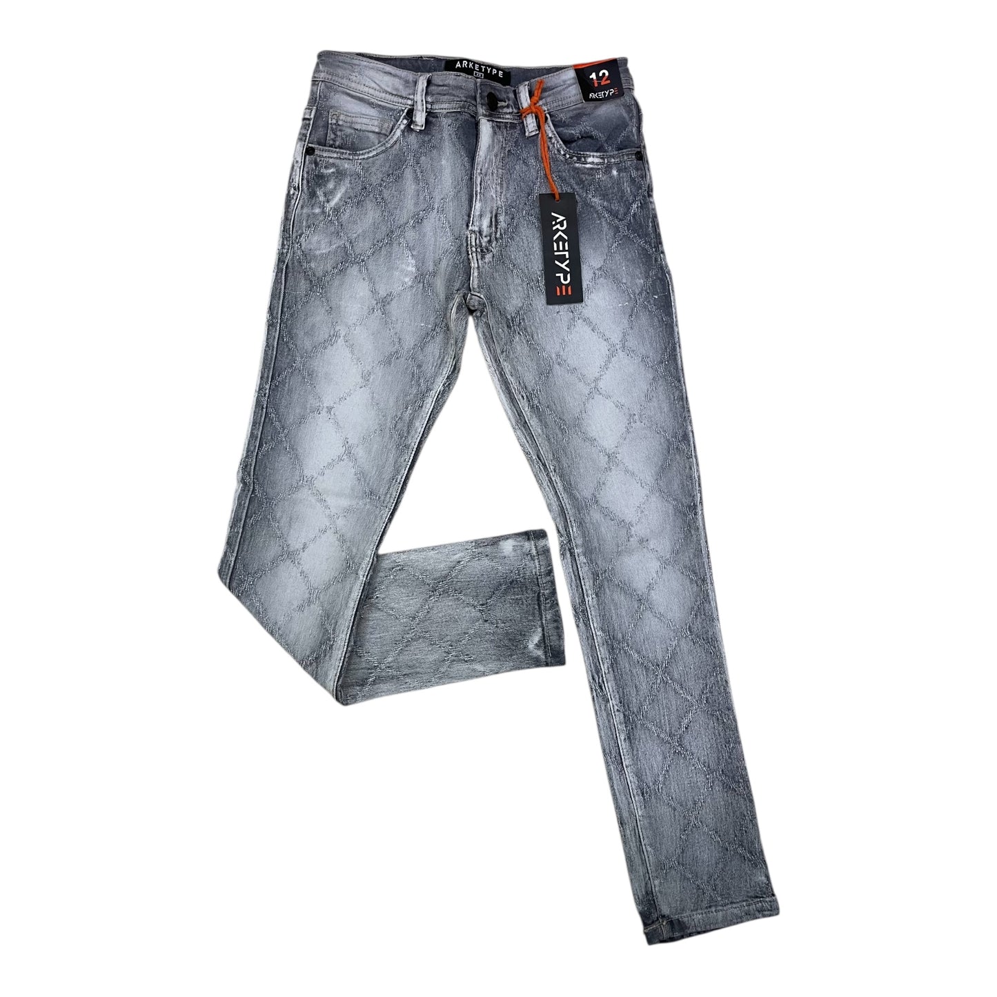 P428K - Boy's/Kids Diamond Pattern Slim-Fit Stretch Jeans