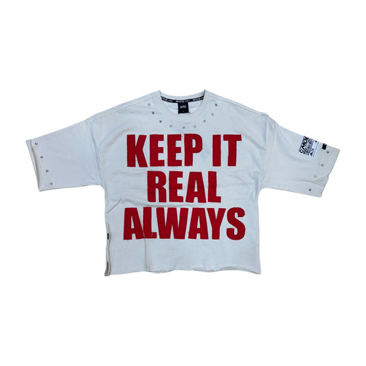 WH-SW6142 - Keep It Real with Studs Cropped Top Graphic T-Shirt