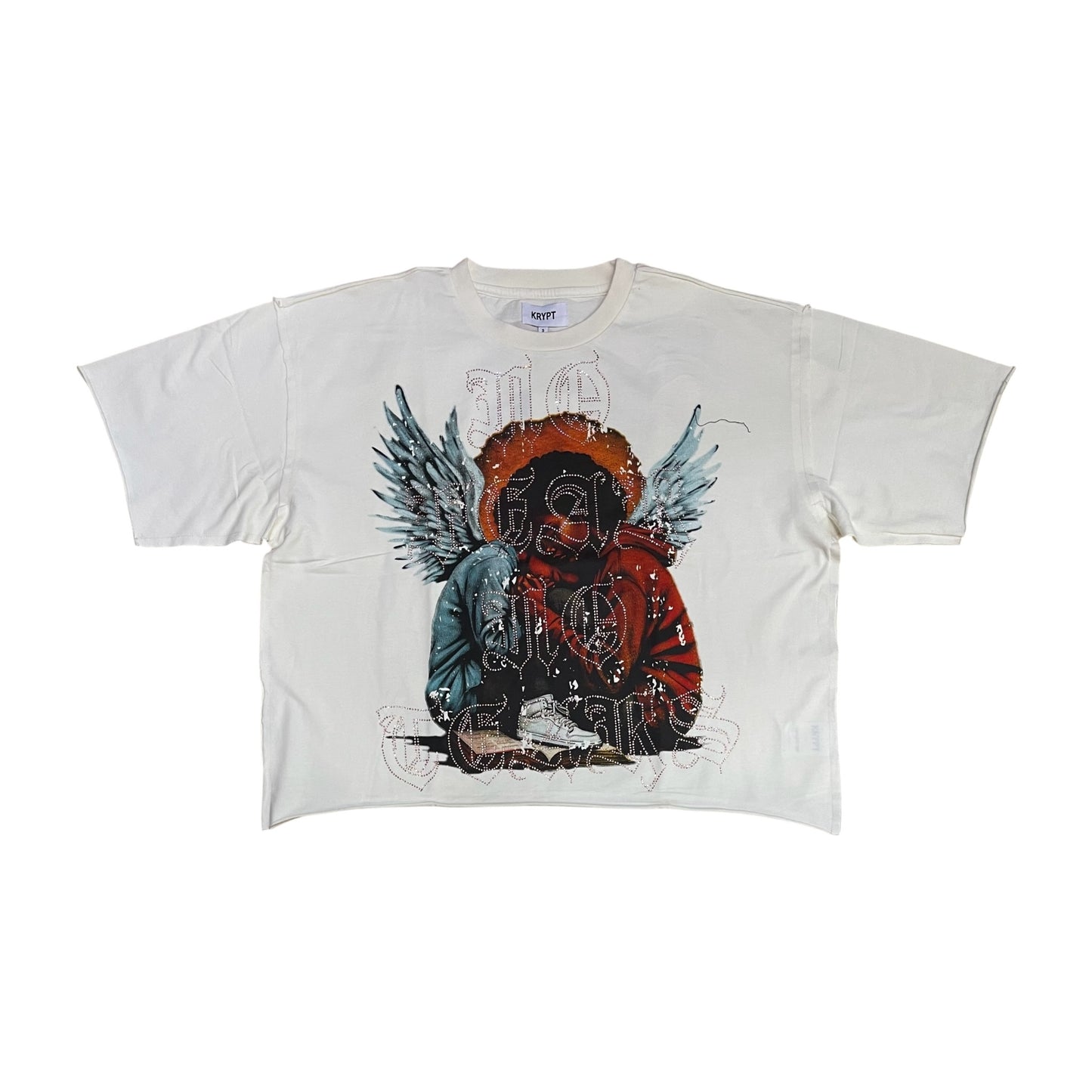 KR601 -  No Fear No Tears with Rhinestones Cropped Top T-Shirt