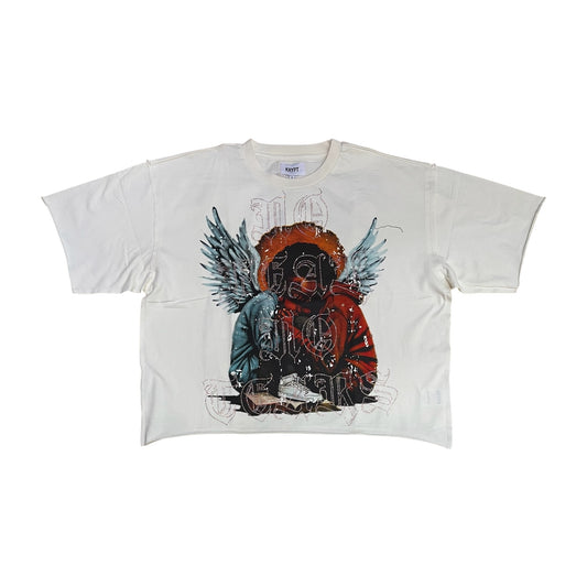 KR601 -  No Fear No Tears with Rhinestones Cropped Top T-Shirt