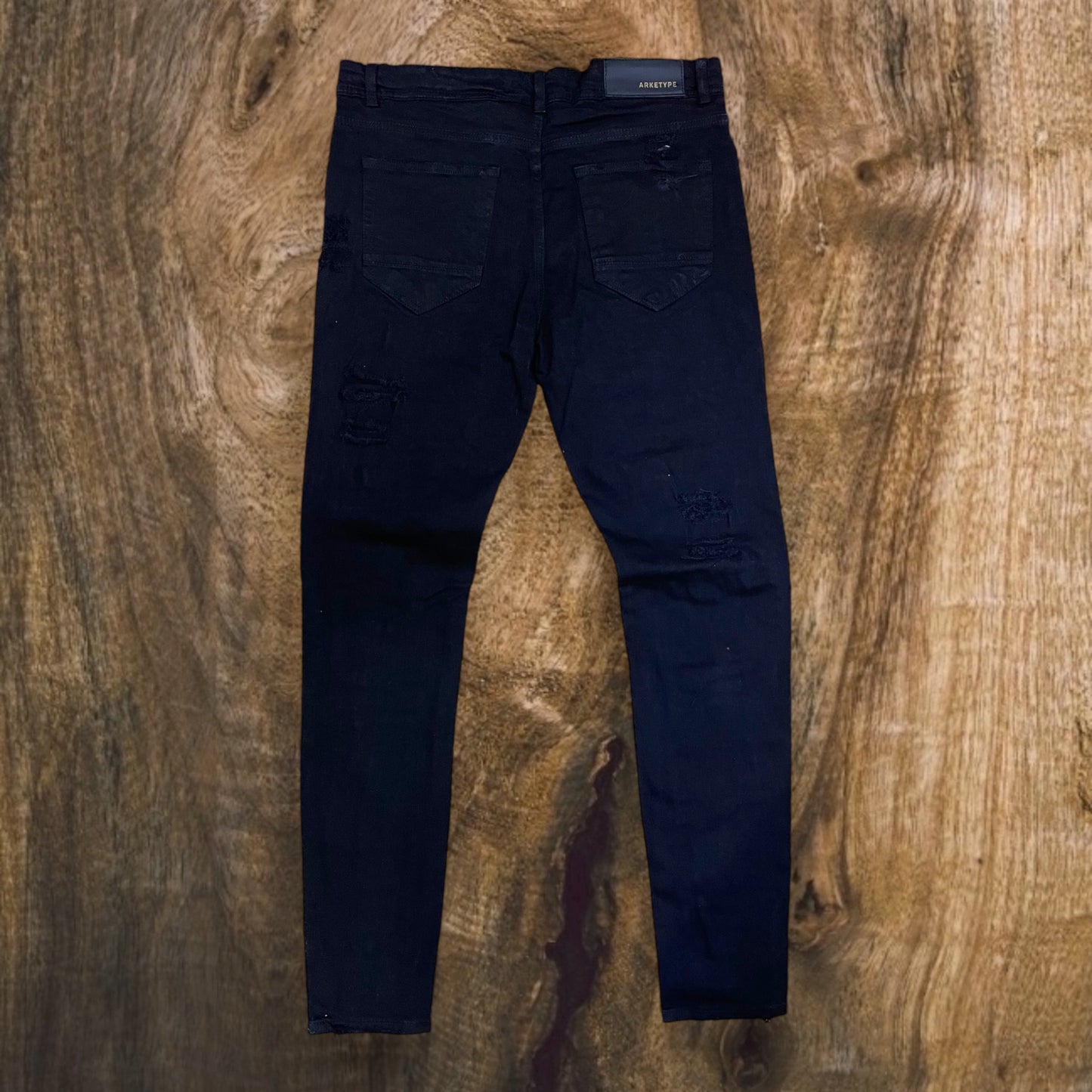 P408 - Jack Ripped Stretch Slim-Fit Jeans (Jet Black)