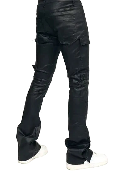 D605 - Premium Wax Coated Stacked Flare Jeans