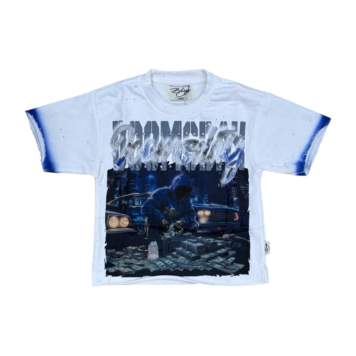 T1455B - Boy's/Kid's Doomsday with Rhinestones Cropped Top T-Shirt