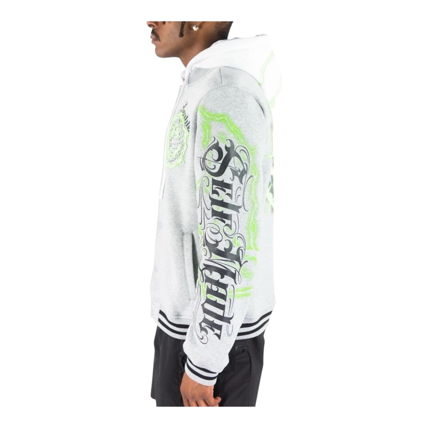 152-536 - HUMBLE Light Weight Fleece Varsity Jacket w/Hoodie (H.Grey)