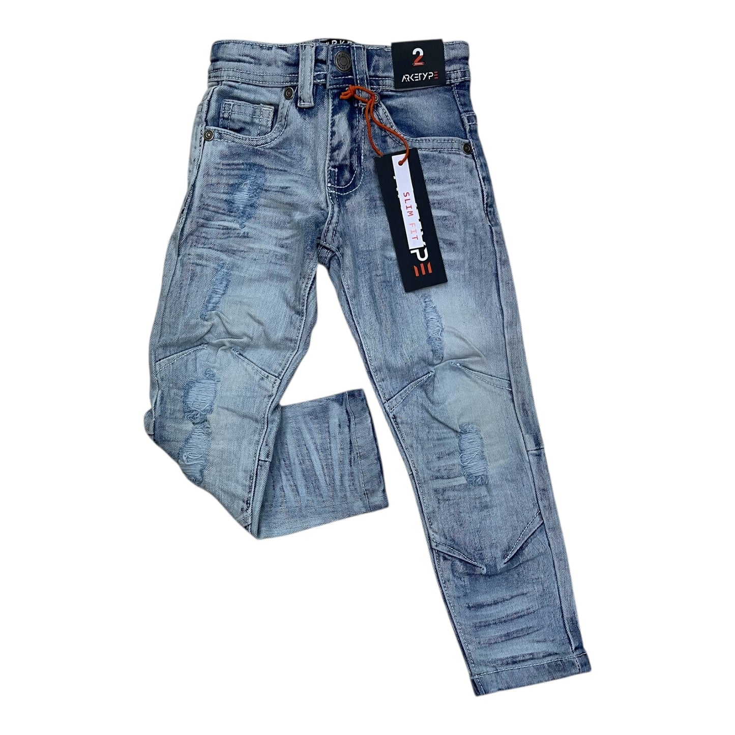 P412K - Boy's/Kids Double Whisker Slim-Fit Stretch Jeans