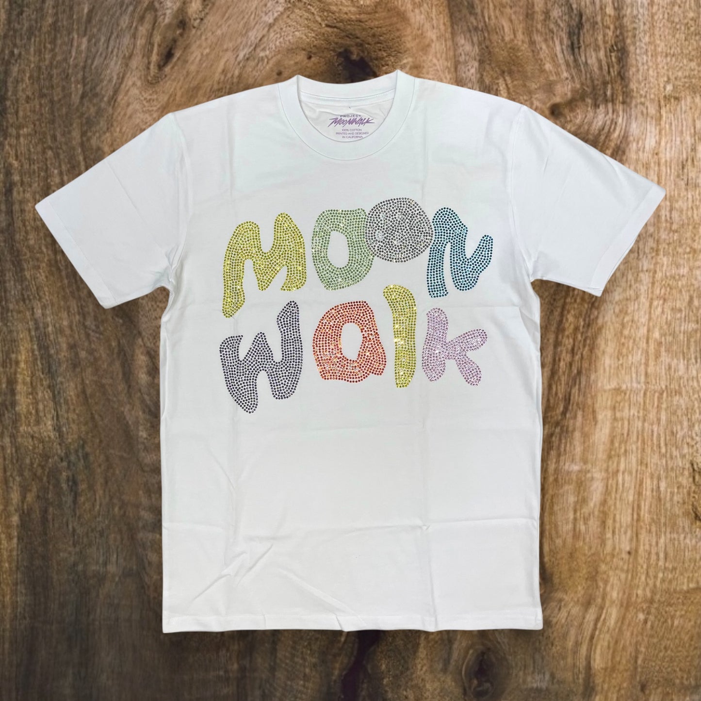 MOONWALK Rhinestone Premium T-Shirt (White)