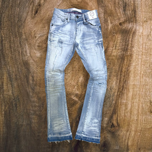 P538K - Boys/Kids Double Whisker Stacked Flare Jeans
