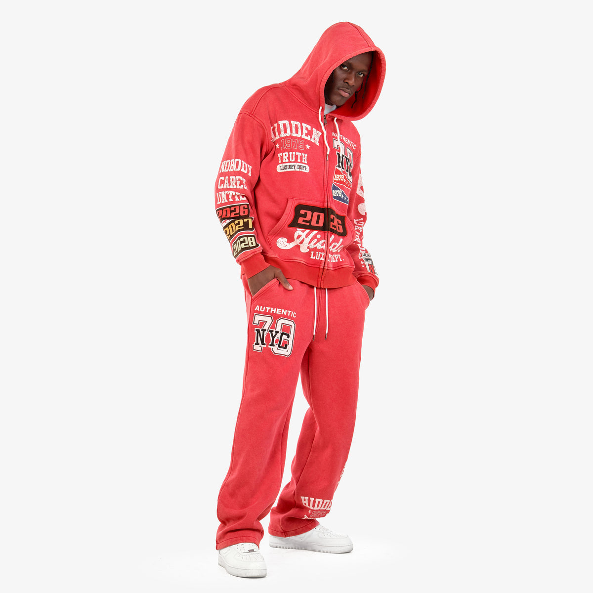 WH-631019 - Hidden Truth Pull Zip Fleece Set w/Straight Pants
