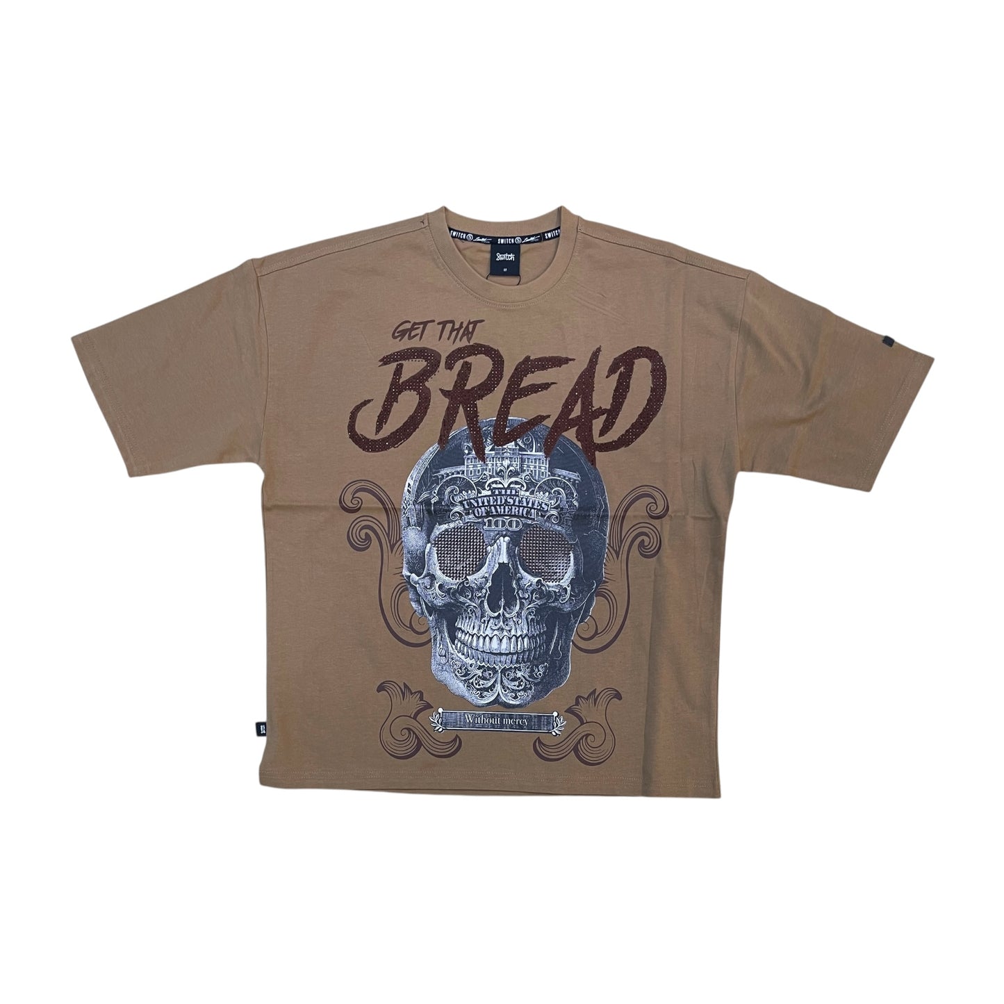 WH-SM6109 - Bread with Rhinestone Graphic T-Shirt