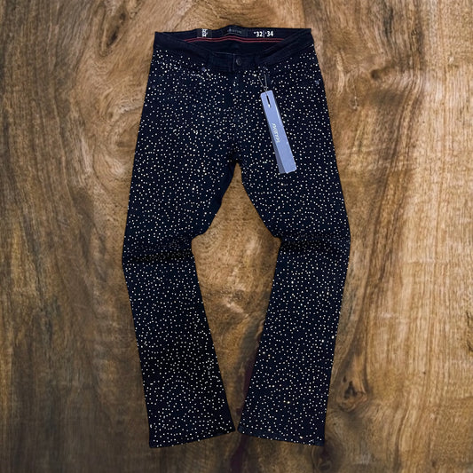 P548 - Full F&B All Over Rhinestone Stacked Flare Jeans