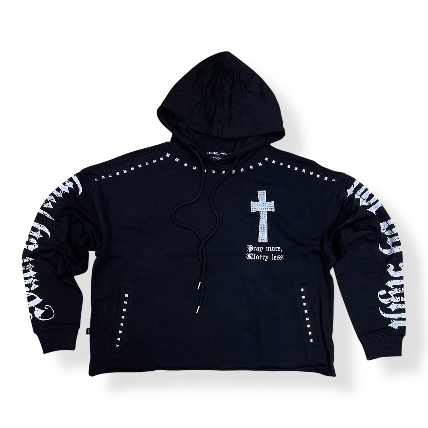 SW5241 - JESUS SAVES CROSS With Rhinestone Hoody & Stacked Fleece Pant (2 Piece Full Set)