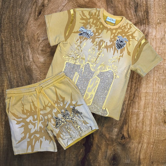 KT25251 - Smoke Studios Rhinestone Graphic Shorts SET
