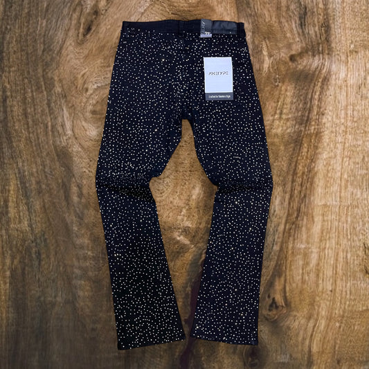P548 - Full F&B All Over Rhinestone Stacked Flare Jeans