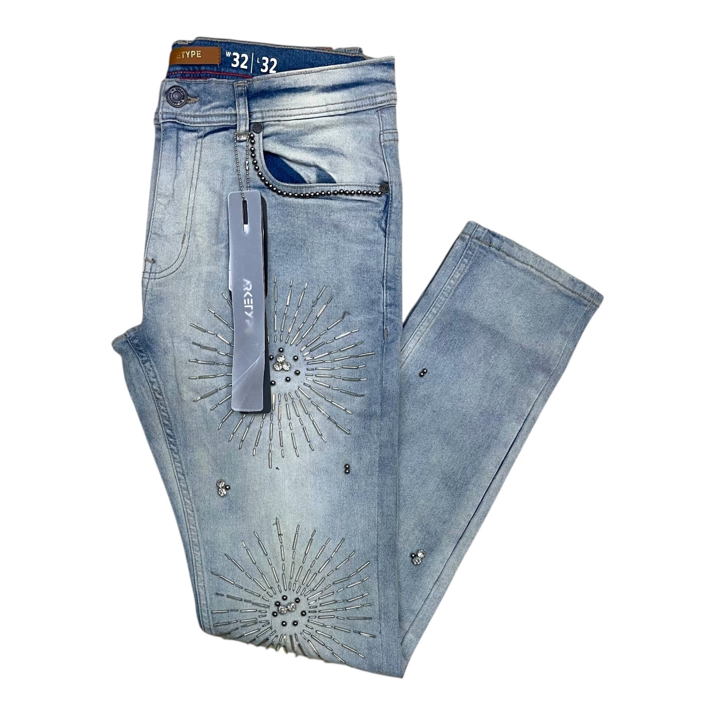 P557 - Rhinestone n Studs Gravity Slim-Fit Stretch Jeans