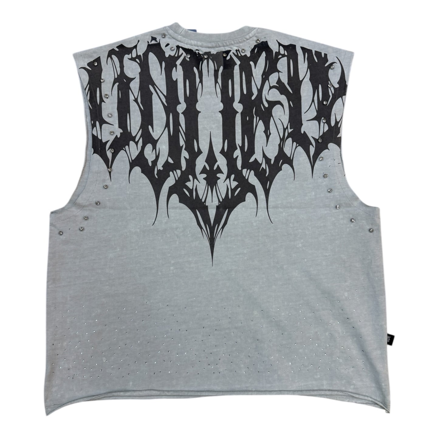 SM6179 - Spiked Tribal Sleeveless with Studs and Rhinestones Graphic T-Shirt