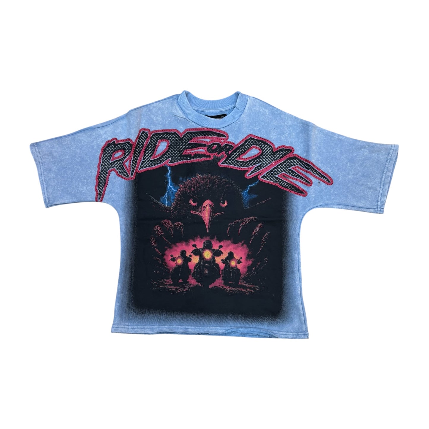 SD2629 - Ride or Die with Rhinestone French Terry Cropped Top