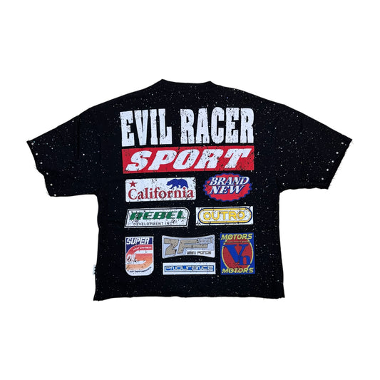 WH-T1451 - Evil Racer with Rhinestones Cropped Top T-Shirt