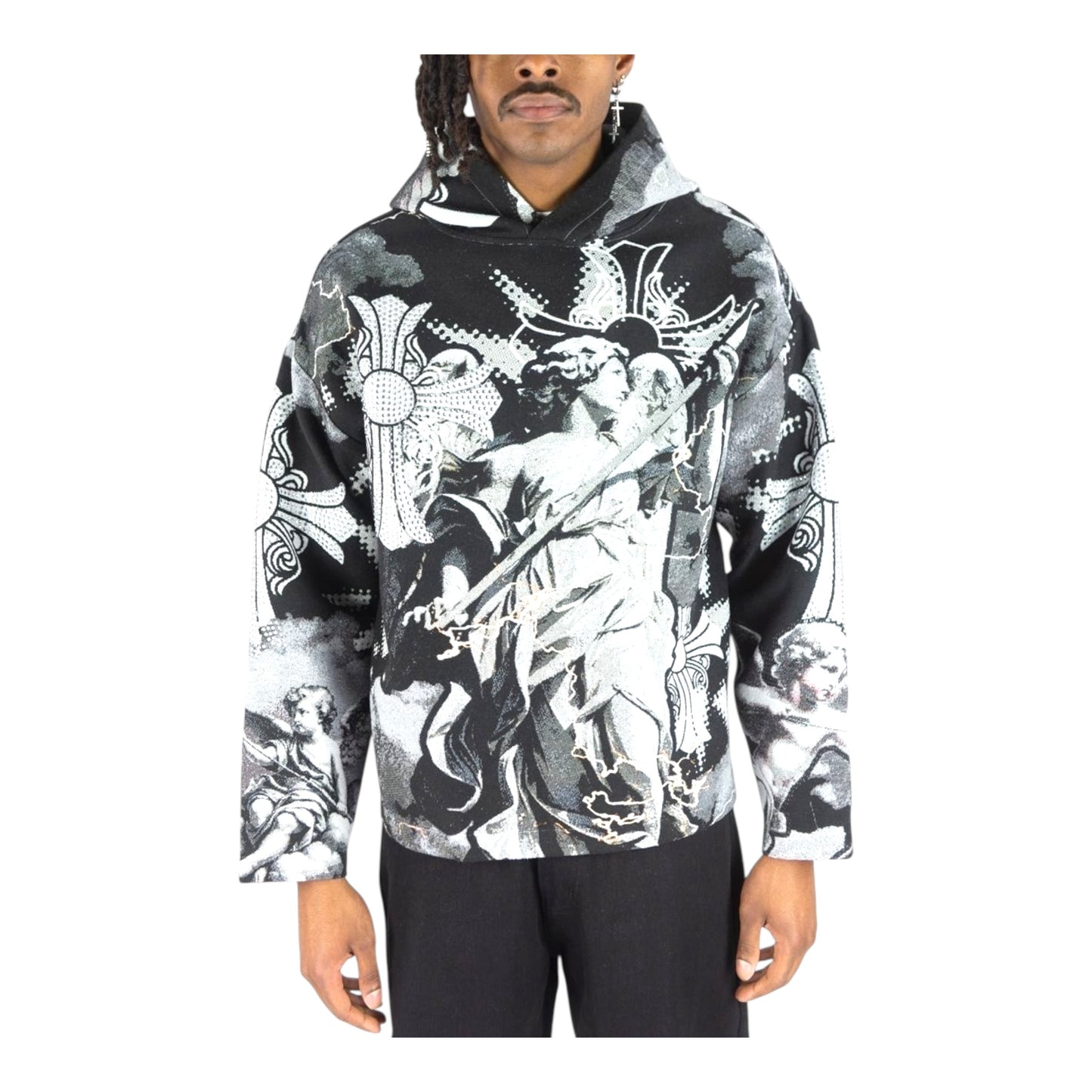 152-338 - Cross Angel Rhinestone Tapestry Hoodie