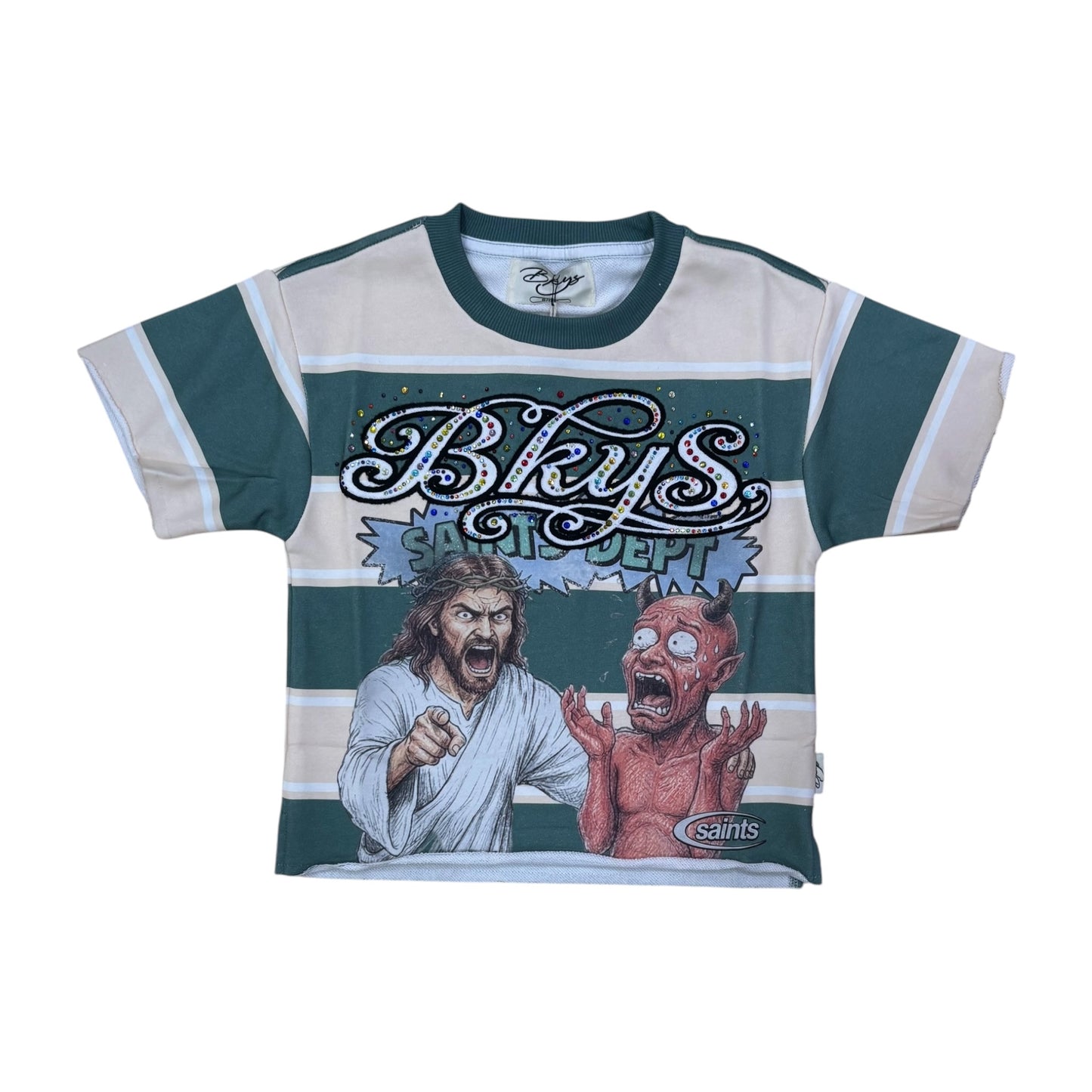 T1668B - Boy's/Kid's Judgement Boys with Rhinestones Crop T-Shirt