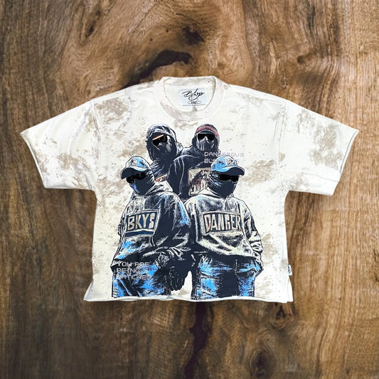 T1360 - Dangerous with Rhinestones Cropped Top T-Shirt