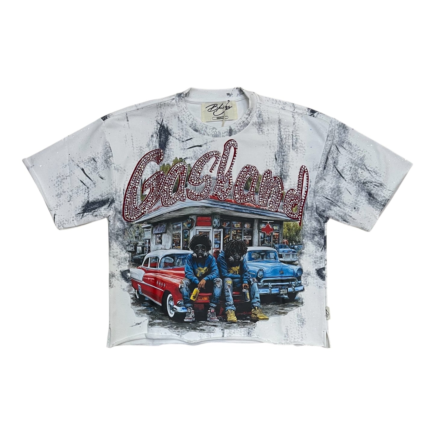 T1444 - Gasland with Rhinestones Cropped Top T-Shirt