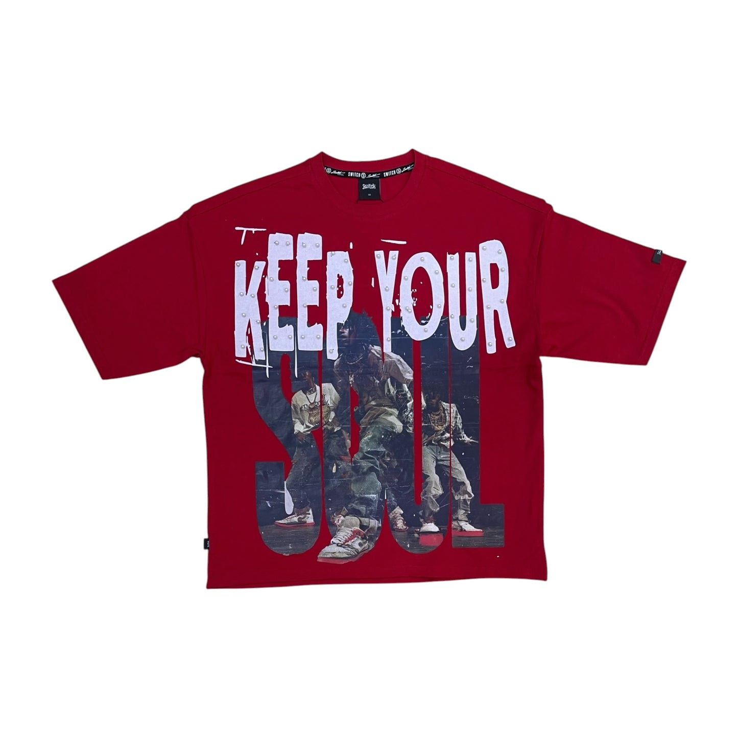 WH-SW6111 - Keep Your Soul with Pearls Boxy Graphic T-Shirt