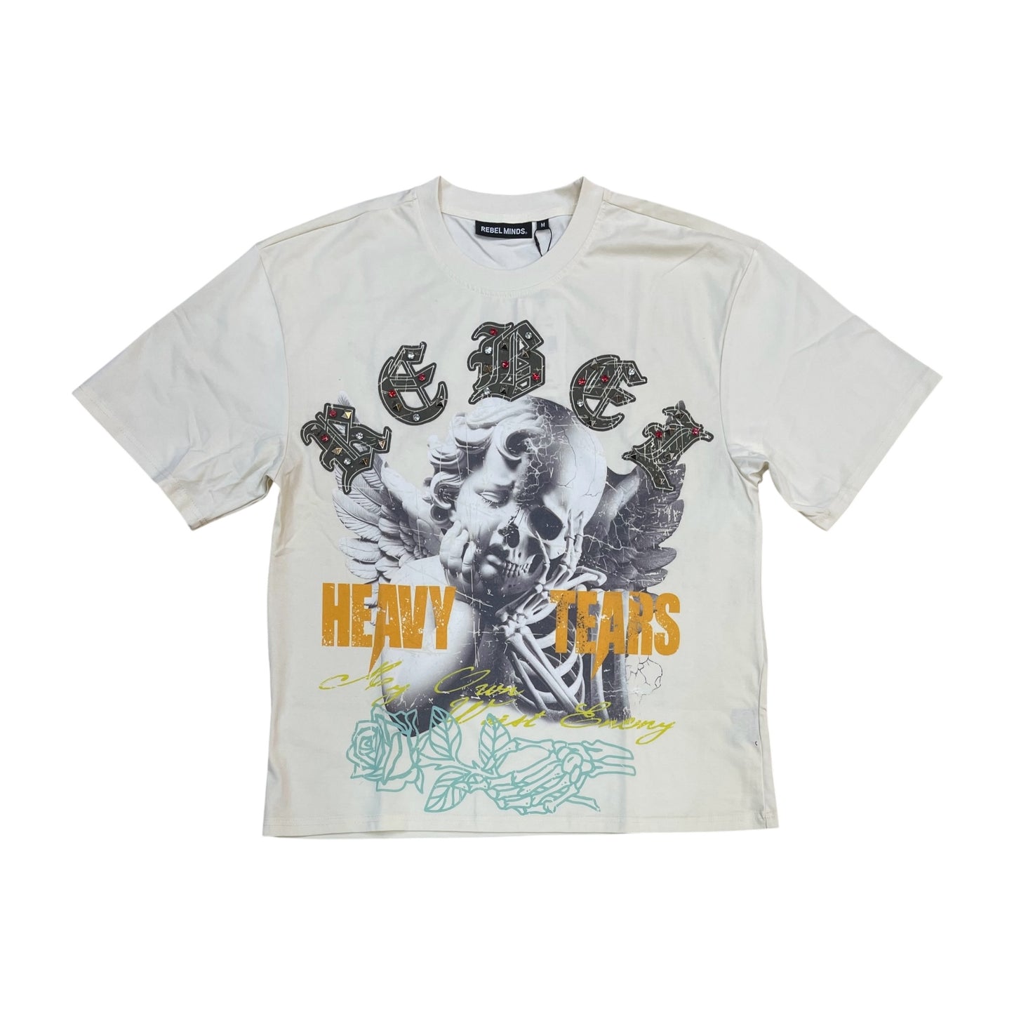 610-11119 - Heavy Tears Rhinestone Boxy Graphic T-Shirt