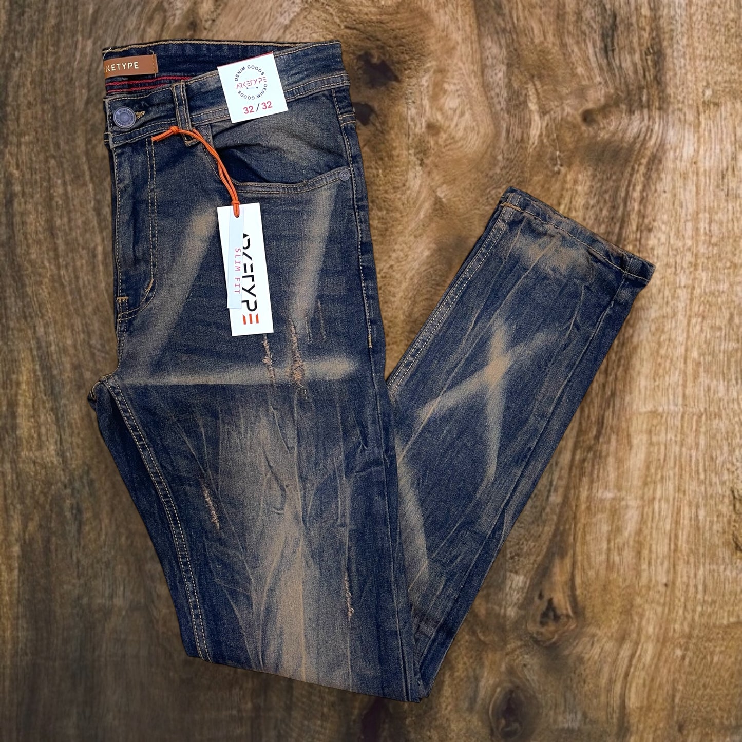 P542 - Jackson Rip & Repair Faded Wash Slim-Fit Stretch Jeans