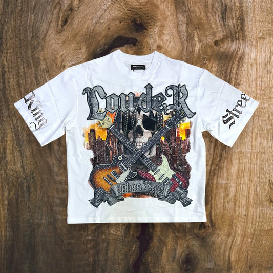 RK1481863 - Louder Than Life Rhinestone Boxy Graphic T-Shirt