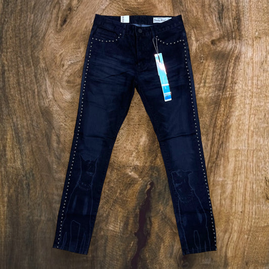 JP24623 - Rise Color Flocked Slim-Fit Jeans (Dorset Black)