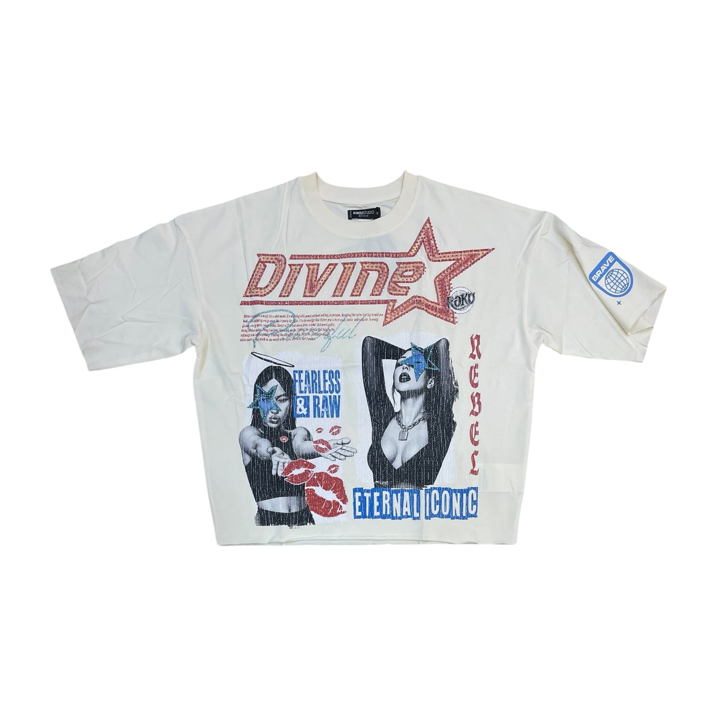 WH-RK1482074 - Fly Again with Rhinestones Cropped Top Graphic T-Shirt